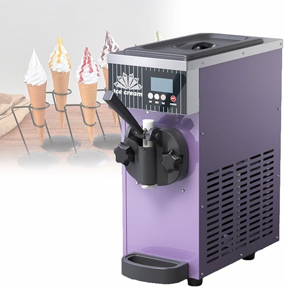 Commercial Countertop Ice Cream Machine with LCD Panel and Auto Clean Function, High Yield for Restaurant and Dessert Shop Use