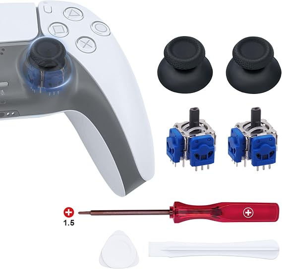 Mcbazel 7 in 1 PS5 Hall Effect Analog Joystick Repair Parts Kit Anti-Drift 2 Hall Analog Joysticks 2 Analog Caps Controller Replacement Parts Compatible with PS5 DS Controller Only with Repair Driver