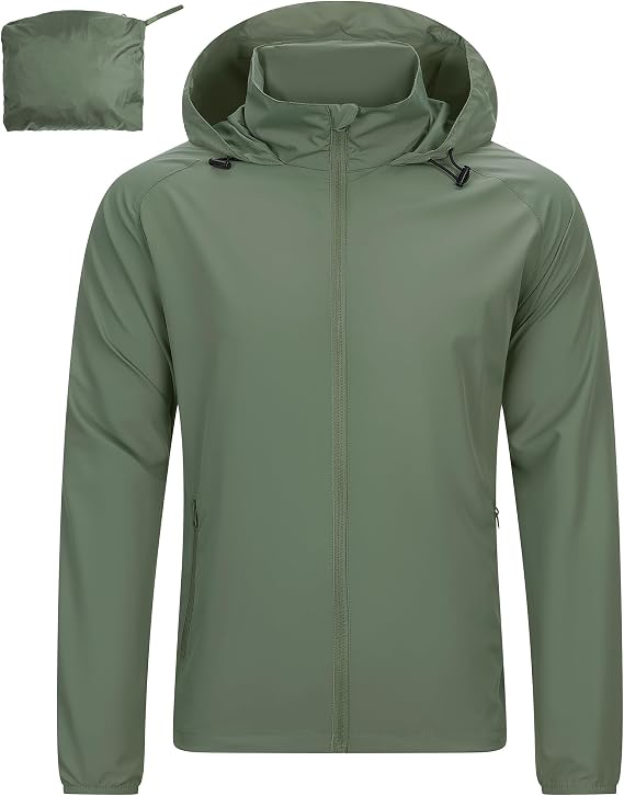 33,000ft Mens Lightweight Jackets Water Resistant Windproof Packaway Coat