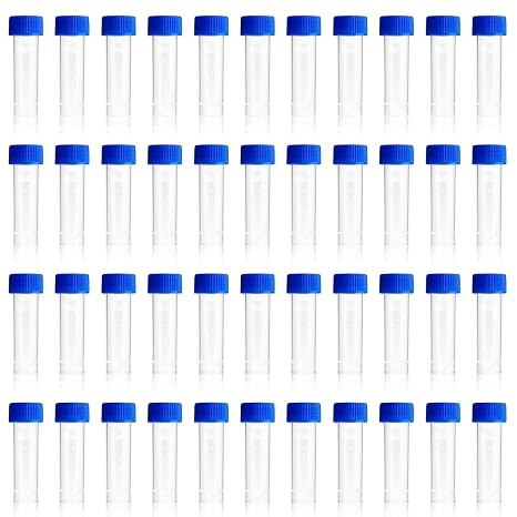 5ml Plastic Test Tubes Screw Caps Small Bottle Vial Storage Vial Storage Container for Lab-50pcs
