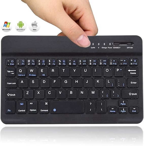 For 2.4G Ultra-Slim Bluetooth Keyboard For iPhone, iPad, Smartphone, Tablet, Windows, Apple TV, Ultra-Thin, Ultra-Light, Short-Cut Keys, QWERTY UK Layout