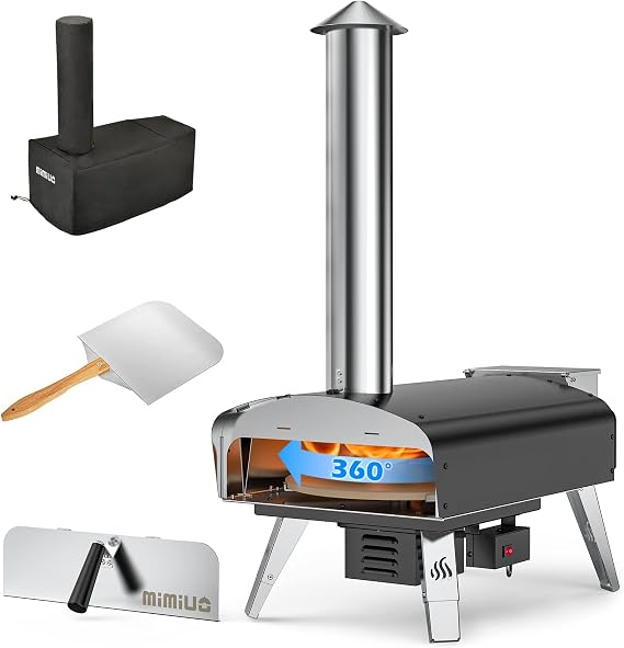 Mimiuo Outdoor Wood Pellets Pizza Oven with Automatic Rotation System
