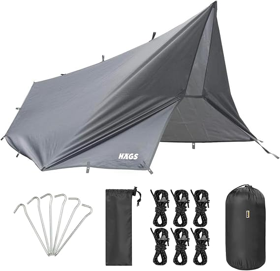 Haegs Waterproof Tarp Awning Canopy Cover, 4 Seasons Portable Cover Tarpaulin Outdoor Camping Travel Awning Tarpaulin Shelter Raincoat, Sunshade Caravan Side Canopy Tent 300x300cm-Grey