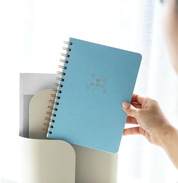 PAPERORA A5 Spiralli Sert Kapak Keten Çizgili Tarihsiz Not Defteri Mavi