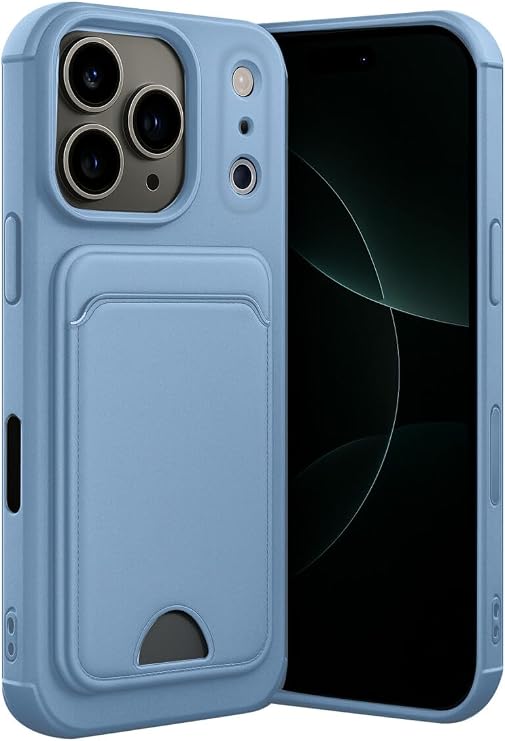 CONSTRAIN Apple iPhone 18 Pro ve iPhone 17 Pro İle Uyumlu Kartlıklı Kamera Korumalı Esnek Silikon Telefon Kılıfı Arka Kapak - Açık Mavi