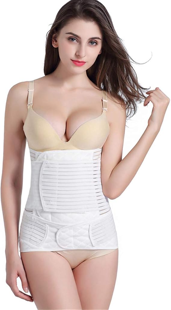 Postpartum Belly Wrap C Section Recovery Belt Girdle Belly Binder Post Partum Belly Band Shapewear Breathable gauze cotton,White,XXL
