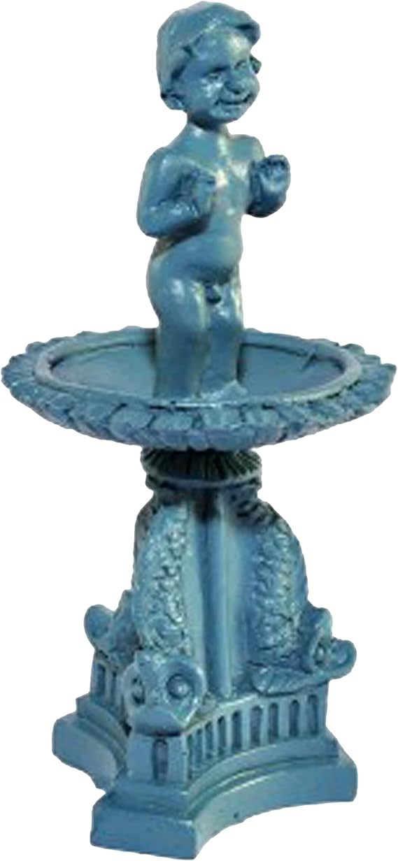 Melody Jane Dollhouse Blue Cherub Fountain Miniature Decorative Garden Accessories 1:12