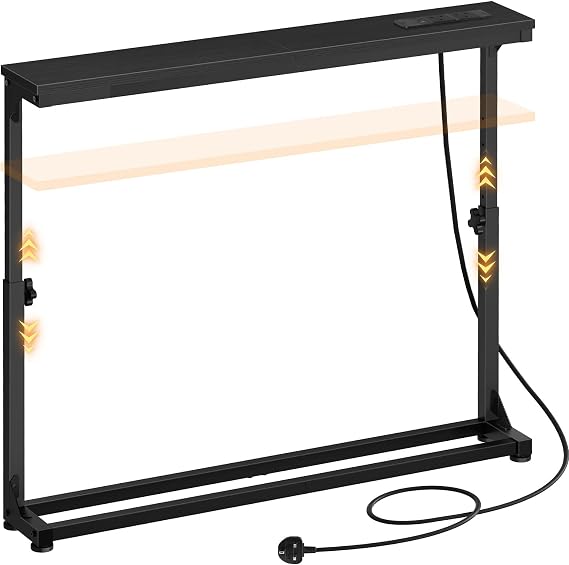 HOOBRO Slim Console Table with Adjustable Height (63.5-83.5 cm), Behind Sofe Table with Charging Station, 100 cm Narrow Console Table for Hallway, Living Room, Bedroom, Black EBB95KXG01