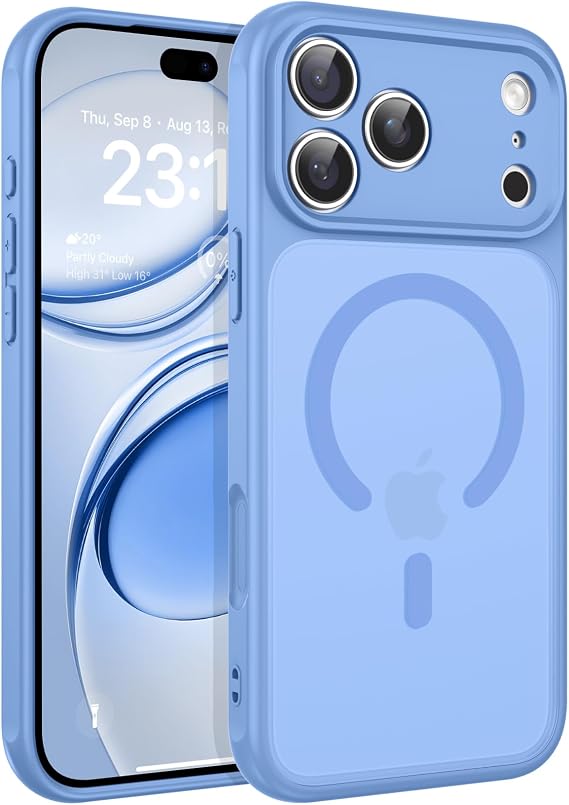 BENTOBEN マグネット式 iPhone 18 Pro Max用 ケース スリム 耐衝撃 グレイシャーブルー