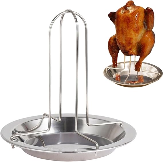 EMVANV Chicken Roaster,Stainless Steel Chicken Roaster Rack BBQ Roaster Rack Vertical Roaster Rack for Oven or Barbecue Grill Accessories(Silver)