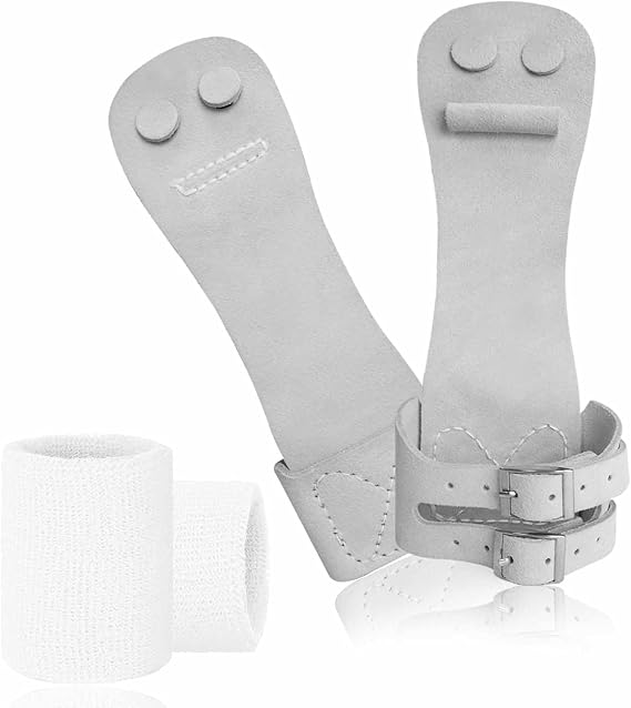 FINGER TEN Gymnastics Hand Grips 1 Pair, Double Buckle with Wristbands
