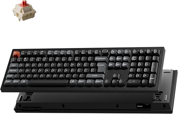 Keychron V6 Ultra 8000Hz Full-Size Wireless Mechanical Gaming Keyboard - 2.4 GHz/Bluetooth/Wired, ZMK Programmable RGB Red Linear Switch, Compatible with Mac Windows Linux - Black(UK Layout)