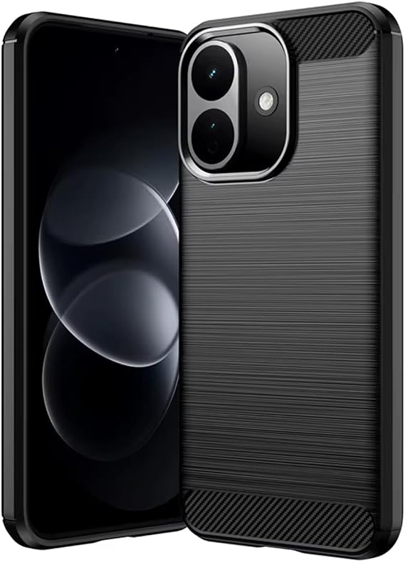 Microcase Xiaomi Redmi Note 17 Pro Max 5G / Poco X8 Power 5G ile Uyumlu Brushed Carbon Fiber Silikon Kılıf - Siyah AL3332