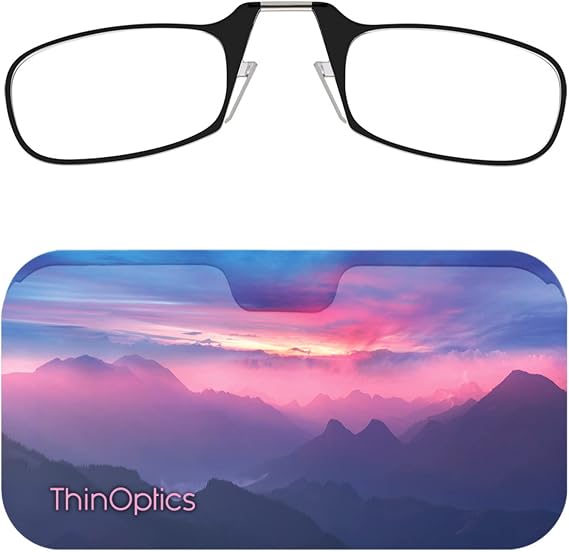 ThinOptics Folding Reading Glasses, Black Frame, Expression Pod, Ultra Thin