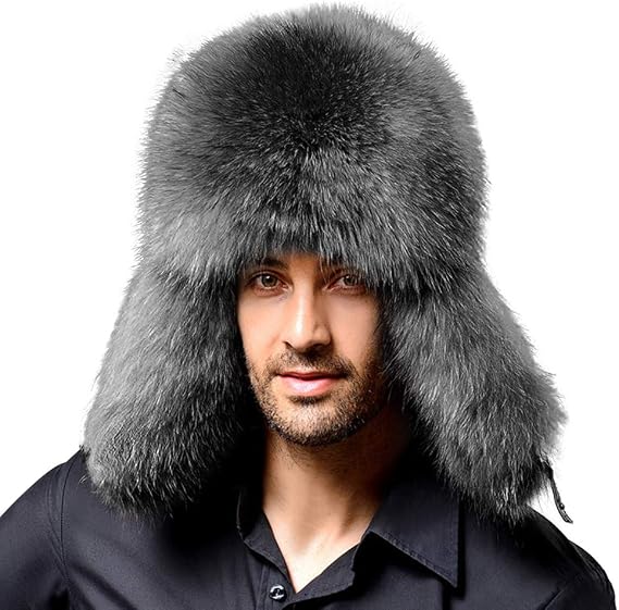 IBLUELOVER Men Faux Fur Trapper Bomber Hat Earflap Russian Hat Plush Warm Thermal Winter Cap for Snowing Skiing Skating Outdoor
