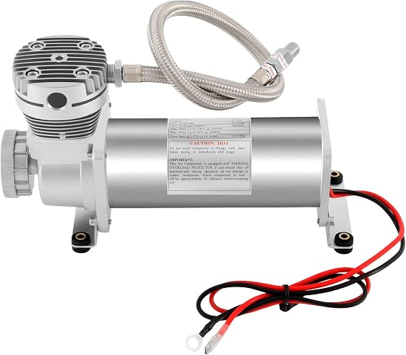 Air Suspension Compressor 12V 300W Air Compressor Portable High Voltage Air Suspension Compressor 200PSI High Performance Compressor Air Compressor Kit for Car Horns and Pneumatic Tools (Silver)