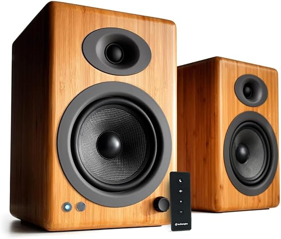 Audioengine A5+ Premium Powered Speaker Pair Carbonized Solid Bamboo by Audioengine