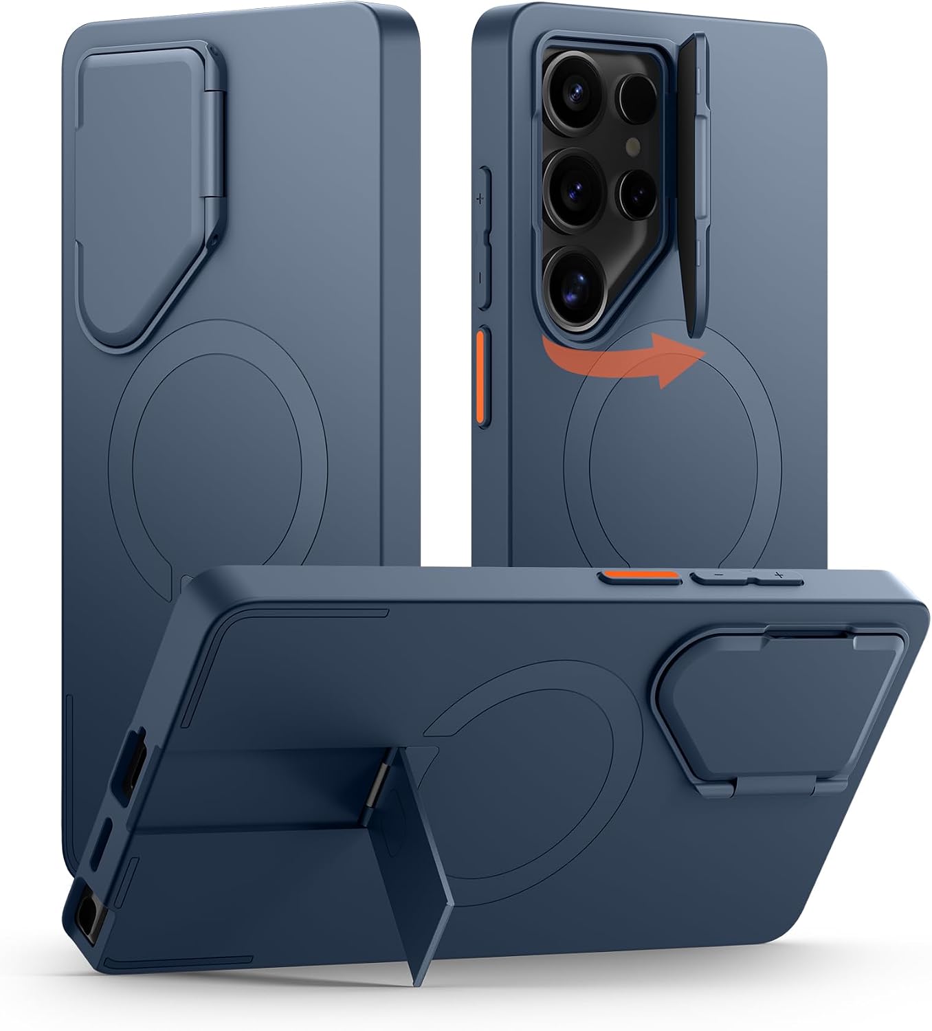 SURITCH Magnetic Case Compatible with Samsung Galaxy S25 Ultra, with Camera Cover & Adjustable Metal Kickstand Shockproof Bumper Case Slim Protective Cover for Galaxy S25 Ultra 5G 2025-Dark Blue