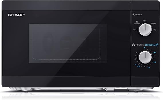 Sharp YC-MS01EB Microwave with Defrosting Function / 800 Watt / 20 Litres / 5 Power Levels/Includes Turntable/Mechanical Control