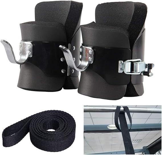 Inversion Gravity Boots Stainless Steel and NBR Hanging Pull Up Boots 150kg Capacity Foam Padded Locking Clips for Home Gym Core Training and Inversion Users