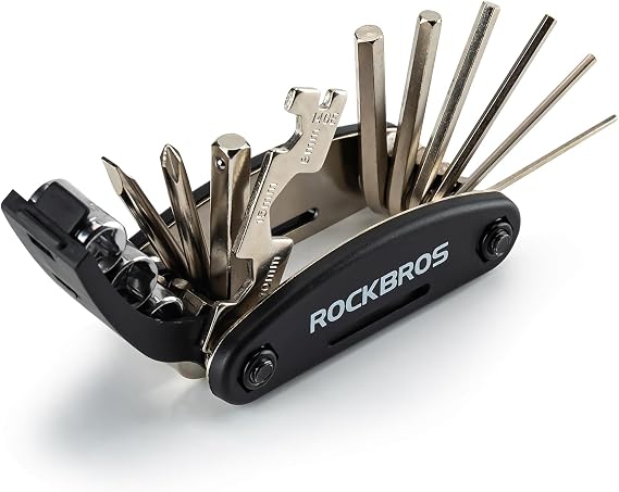 ROCKBROS Bicycle Repair Tool Bike Pocket Multi Function Folding Tool 16 in 1 Black