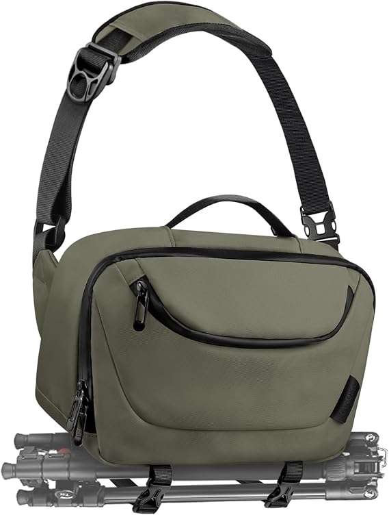 TAAOKA Camera Sling Bag,Waterproof Camera Case with Tripod Holder,DSLR/SLR/Mirrorless Camera Bags Crossbody for Photographers (Dark Green)