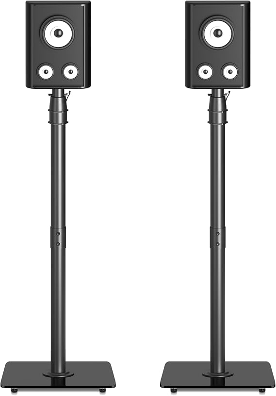 Suptek Heavy-Duty Floor Standing Speaker Stands Pair | Anti-Tip Rear Surround Sound Stands for Bose, JBL, Sony | 86-113cm Height Adjustable, 10kg Capacity, Tool-Free Assembly (SFM001)