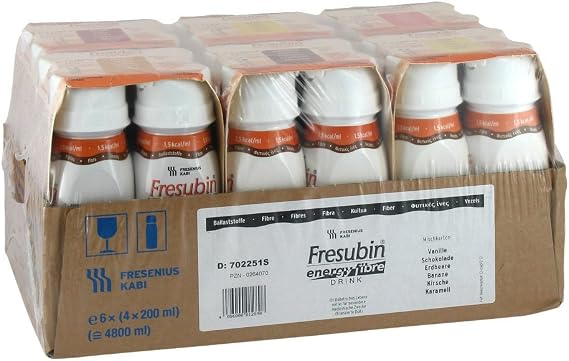 Fresenius Kabi FRESUBIN Energy Fibre Drink Mixed Case Drinking Bottle 6 x 200 ml, 1er Pack (1 x 5.5 Kg X 4)