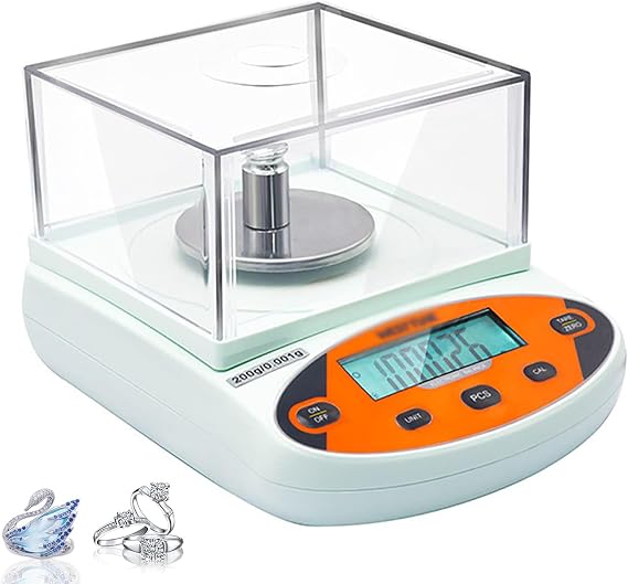 Lab Analytical Balance Scale, High Precision 0.001g Electronic Scientific Scale Jewelry Gold Scale, with LED Display and Windshieldand Counting Function, Electronic Balance Jewelry Scale Kitchen Scale