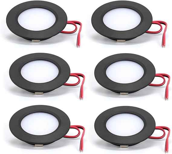 Led Downlights Ceiling Recessed Spot Lights - 6Pcs 12V Warm White 3000K, Round Puck Lights 3W Roof Downlight for Camper Van Caravan Boat Bathroom Hallway [Energy Class A+++]