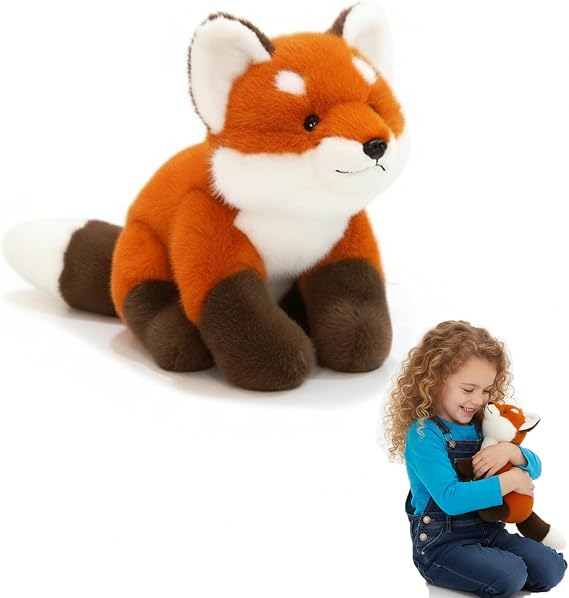 Fox Plush Teddy, Stuffed Plush Animals Plushies, Cuddly Puppy Toy for Comfort & Relaxation,Hugging Pillow for Relief & Sleep Support (Fox, 30cm)