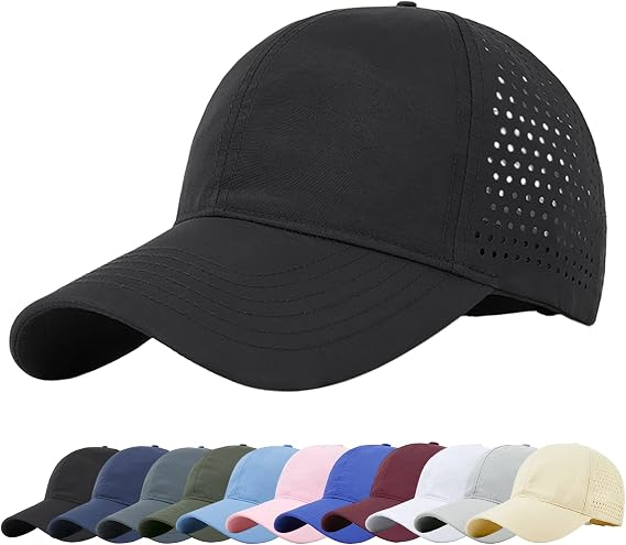 Baynetin Men's Quick Dry Baseball Cap, Breathable Ultralight Mesh Sports Hat, UPF 50+ Adjustable Travel Summer Cap