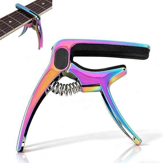 Guitar Capo 7.3 x 8.5 x 1.3 cm / 2.9 x 3.3 x 0.5 Inch Electric Guitar Acoustic Guitar Capo String Steel Ukulele Capo with Pick Holder Bag for Classical Guitar Ukulele Mandolin and Banjo