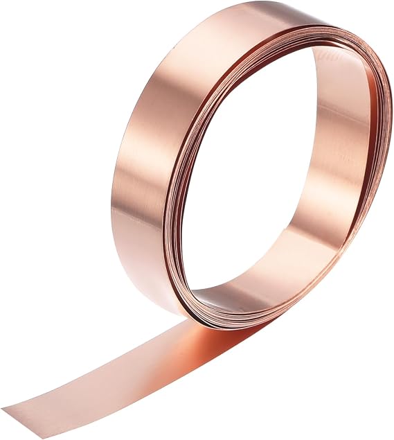 sourcing map Copper Sheet Roll 2000mm x 10mm x 0.1mm, 99.9% Pure Copper Strip Copper Flashing Metal Foil Plate for Electricity DIY Projects (Multiple Sizes)