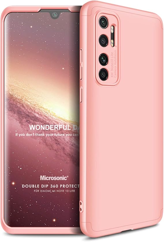 Microsonic Xiaomi Mi Note 10 Lite için Kılıf Double Dip 360 Protective Rose Gold [Mi Note 10 Lite ile Uyumlu Kılıf - Rose Gold]