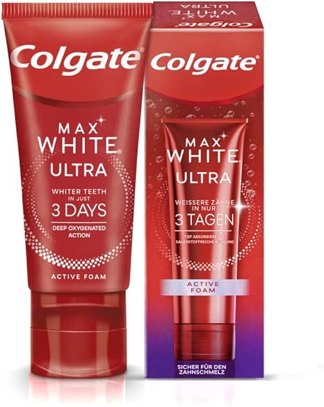 Colgate Max White Ultra Active Foam Toothpaste 50 ml - Whiter Teeth in 3 Days