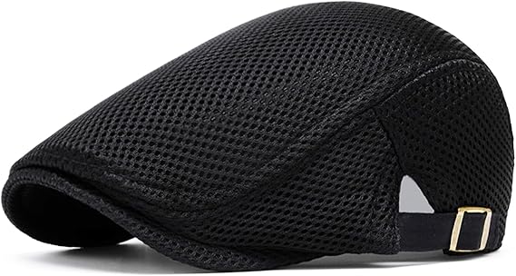 meioro Men's Mesh Flat Cap Breathable Summer Newsboy Hat Beret Hat