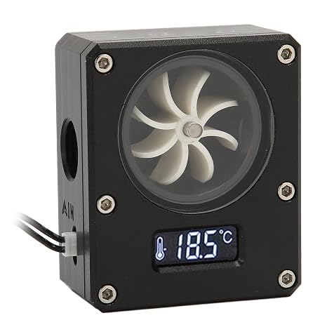 Flow Indicator, Water Flow Meter PC Water Cooling Meter 12V Small 3pin Interface G1/4 Thread Acrylic Rustproof Computer Flow Meter for PC Black (Black)