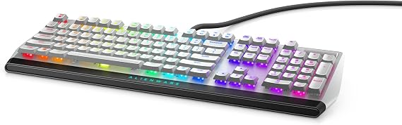 Alienware Düşük Profilli RGB Mekanik Oyuncu Klavyesi – AW510K – Beyaz – 545-BBCH Anahtar Başına AlienFX RGB Aydınlatma, Medya Kontrolleri ve USB Geçişi, Cherry MX Düşük Profilli Kırmızı Anahtarlar Lunar Light