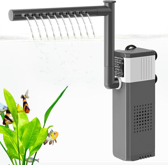 FEDOUR 8W 400LPH Ultra Powerful Aquarium Filter for 15-70L Fish Tank, 3-in-1 Adjustable Fish Tank Filter with Biochemical Sponge, Internal Submersible Aquarium Filters for Turtle/Shrimp/Breeding