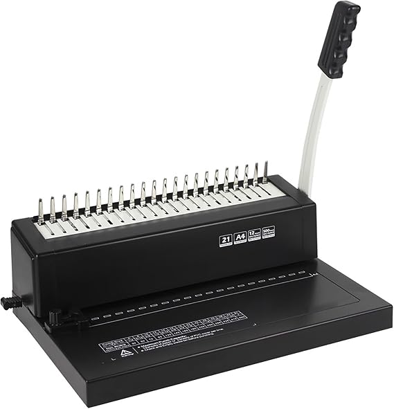 Manual Comb Binding Machine for A4, B5, A5 Paper, 21-Hole Punch with Adjustable Margin, Document & Calendar Binder