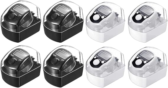 Anlising 8PCS Electronic Finger Counter, LED Electronic Handheld Tally Counter, Lap Track Handheld Counter, 5-Digit Counters Clicker with Box, for Golf Sports Fitness Exercise Warehouse (Black, White)