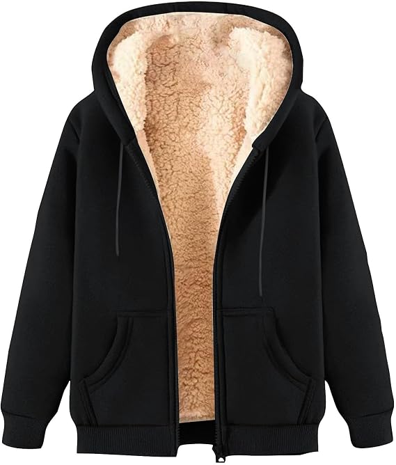 Fleece Lined Hoodie Men Uk Zip Up Warm Sherpa Fleece Lined Fall Winter Hooded Sweat Jackets Casual Comfy Thick Fluzzy Coats with Pockets