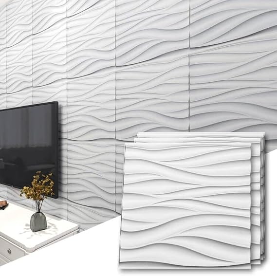 Art3d 12 x 3D Wave PVC Wall Panel Matt White (3m²)