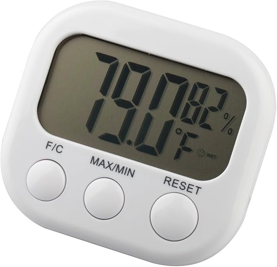 Digital Room Indoor Thermometer - LCD Display Fahrenheit & Celsius - Small Compact Hygrometer & Humidity Meter – Ambient Temperature Monitor For Nursery, Greenhouse, Home Office, Reptiles - By TRIXES