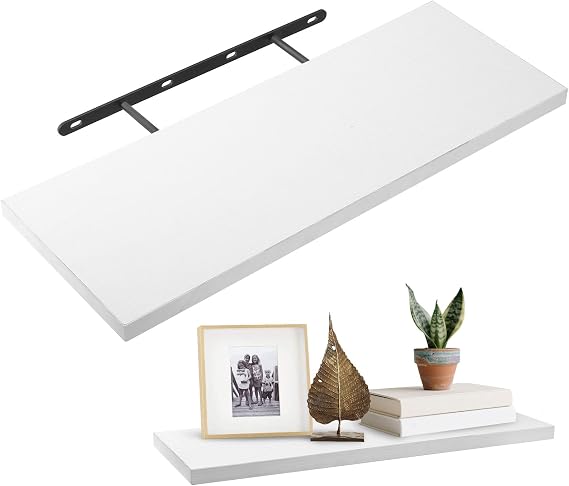 1 Pc White Floating Shelf, 40x15x1.5cm