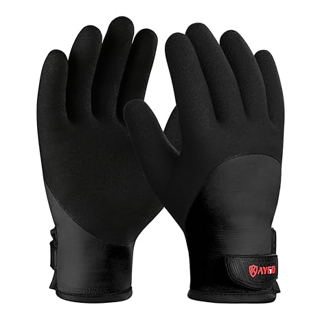 KAYGO Waterproof Thermal Work Gloves, Full Hand Latex Coated, KG140WB
