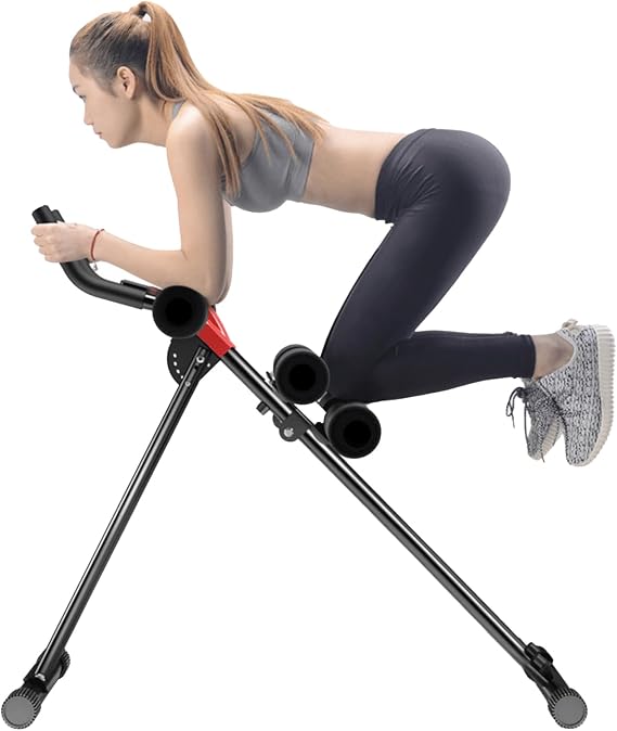 Adjustable Ab Workout Equipment, Full Body Core Training Machine, Abdominal Roller Foldable Ab Machine with Dual Track Frame and LCD Monitor for Home Gym Beginner Use