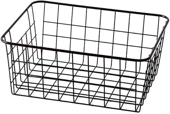 Wire Storage Basket Bins Organizer,Large Metal Wire Basket Freezer Storage Organizer Bins with Handles for Kitchen Cabinets, Pantry, Closets, Bedrooms, Bathrooms,Freezer,28.5x22x12cm