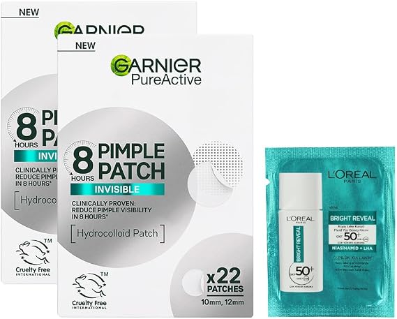 GARNIER Pimple Patch 22'li Sivilce Bandı/Hidrokolloid Bant x2 & L'Oreal Paris Bright Reveal UV Hediyeli